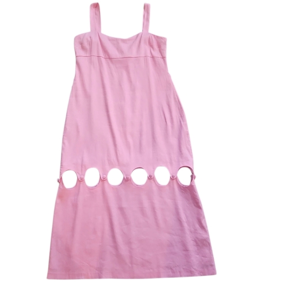 NWT Antonio Melani Dress Linen Blend Square Neck Cut Out Sheath Pink Midi Sz 12 - Picture 8 of 12